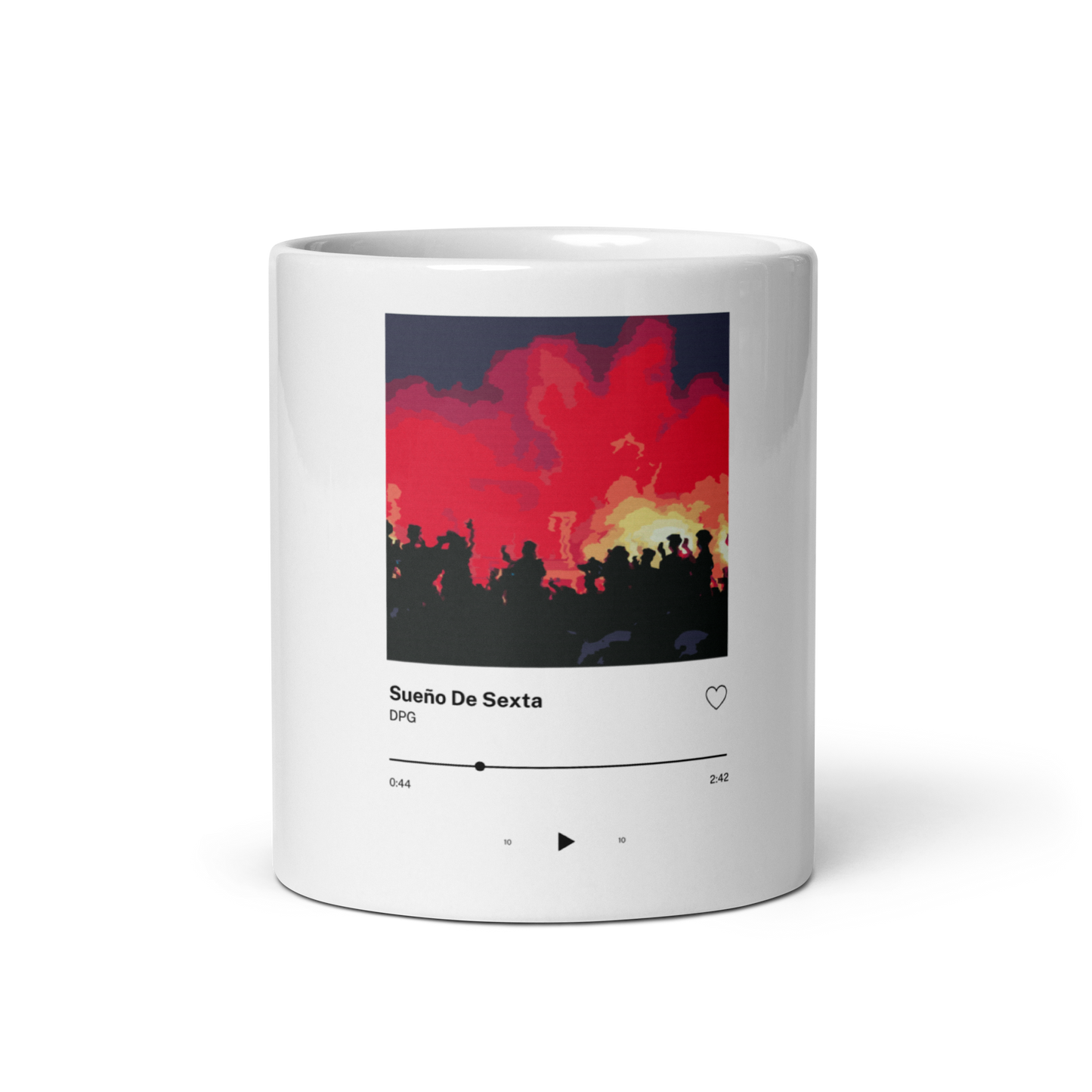 Taza Blanca Brillante “Sueño de Sexta”
