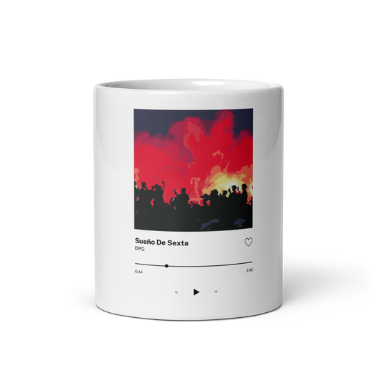 Taza Blanca Brillante  “Sueño de Sexta”