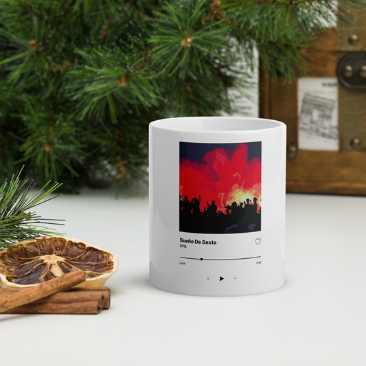Taza Blanca Brillante  “Sueño de Sexta”
